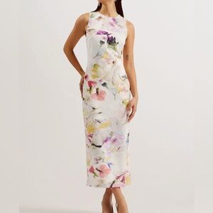 Ted Baker Lilyha Floral Sleeveless Midi Dress Bodycon size 0